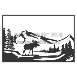 Moose Mountain Scene Laser Cut Wall Panel