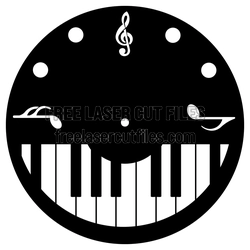 Piano Wall Clock Decor Laser Cut File, Ready to Cut