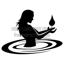 Elegant Woman in Water Ring Silhouette Laser Cut Design