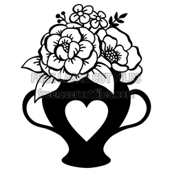 Flower Heart Pot Laser Cut File for DIY Decor
