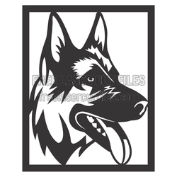 German Shepherd Dog Head Laser Cut Wall Panel