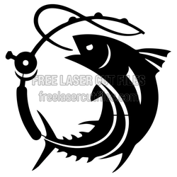 Tuna Fish Fishing Scene Laser Cut File, Ready to Cut