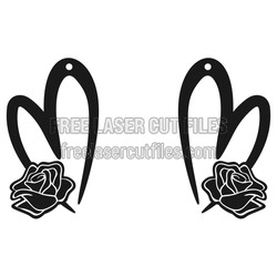 Valentine Rose Heart Earrings Laser Cut File