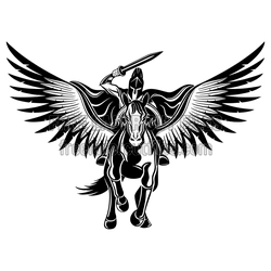 Winged Warrior on Horse Pegasus Laser Cut Design