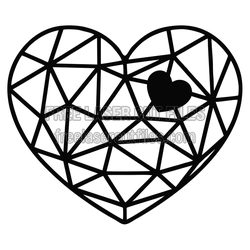 Geometric Heart with Small Heart Accent, Laser Cut File