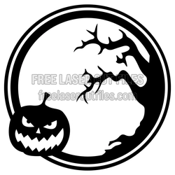 Halloween Pumpkin Moon Tree Circle Decor, Laser Ready