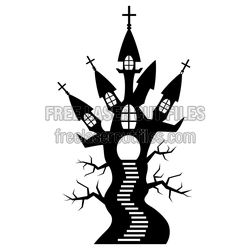 Haunted House Halloween Tree Laser Cut File