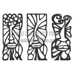 Abstract Face Trio Laser Cut Art, Ready to Cut