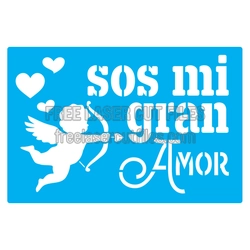 SOS My Love Cupid Stencil for Laser Cutting