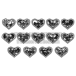 Personalized Christmas Heart Ornament Set, Laser Ready