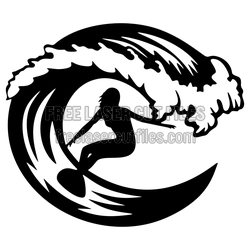Surfing Girl Silhouette Free Laser Cut Design