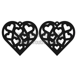 Valentine Heart Earrings Laser Cut File, Ready to Cut