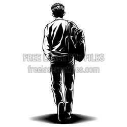 Back View Walking Man Clipart Laser Cut Design