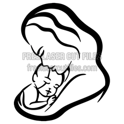 Mom Hugging Baby Free Laser Cut Clipart Design