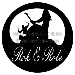 Rock & Roll Vinyl Record Wall Clock Laser Cut File