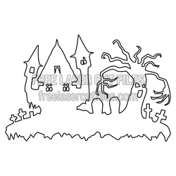 Spooky Haunted Castle Laser Cut File, Ready to Cut
