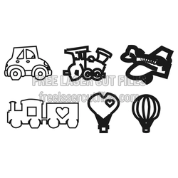 Baby Transportation Shapes Laser Cut File for Nursery Crafts