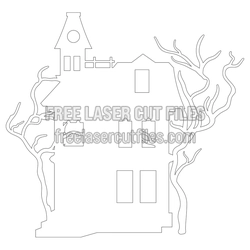 Halloween Haunted House Laser Cut Template