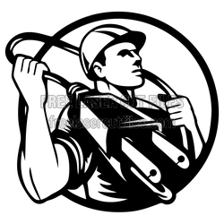 Electrician Holding Plug Circle Clipart Cut File