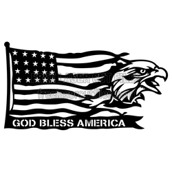 God Bless America Eagle Flag Laser Cut Sign