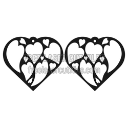 Heart-Shaped Valentine Earrings Laser Cut File, Ready to Cut