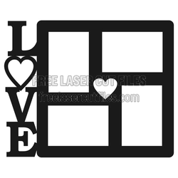 Love Photo Frame Design with Heart Cutouts, Laser Ready