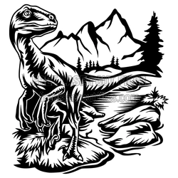 Dinosaur Scene Clipart Laser Cut Vector, Ready to Cut
