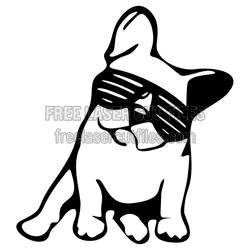 French Bulldog with Glasses Clipart Laser Cut File