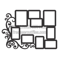 Ornate Collage Photo Frame Template, Laser Ready