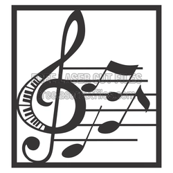 Treble Clef Musical Notes Frame Laser Cut File