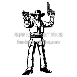 Cowboy Shootout Gunfighter Laser Cut Clipart Design
