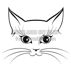 Cute Cat Face Vector Template for Laser Cutting