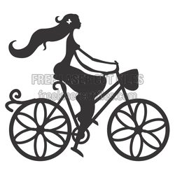 Girl Riding Bicycle Laser Cut File, Decorative Silhouette