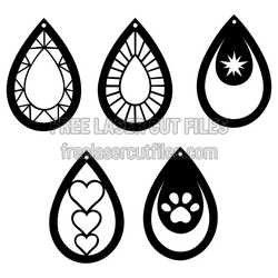 Teardrop Earrings Template Set for Laser Cutting