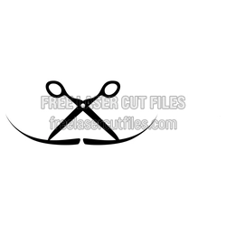 Barber Scissors Clipart for Laser Cutting