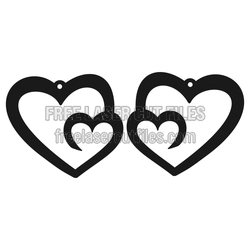 Heart Drop Earrings Laser Cut File for Valentine Crafts