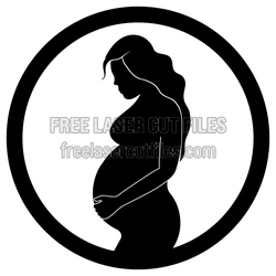 Pregnant Woman Silhouette Laser Cut Design