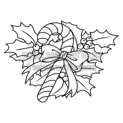 Christmas Holly Candy Cane Bow Laser Cut File