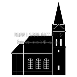 Church Silhouette Laser Cut File, Free DXF for CNC