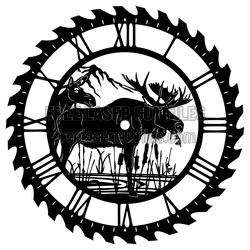 Moose Scene Wall Clock Laser Cut File