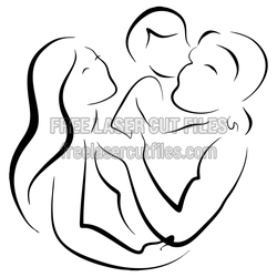 Parents Hugging Baby Clipart, Free Laser Cut File