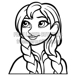 Anna-Inspired Princess Portrait Laser Cut Line Art