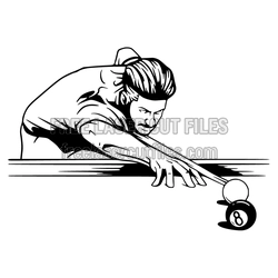 Billiards Player Silhouette Laser Cut File, Ready to Cut
