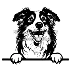 Border Collie Dog Peeking Clipart Laser Cut File