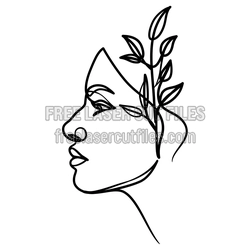 Minimal Woman Face One-Line Art Laser Cut File