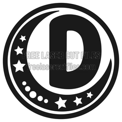 Moon Alphabet Key Ring Letter D Laser Cut File