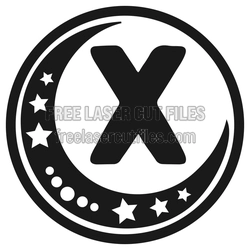 Moon Alphabet Letter X Key Ring Design, Laser Ready