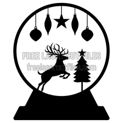 Christmas Deer Globe Ornament Laser Cut Design