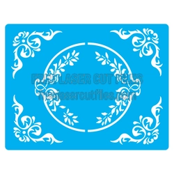 Ornamental Floral Stencil Template for Laser Cutting