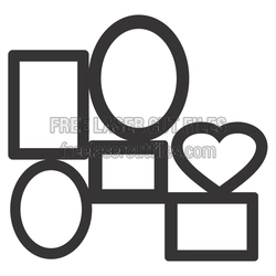 Set of 5 Photo Frame Cut Files with Heart Accent